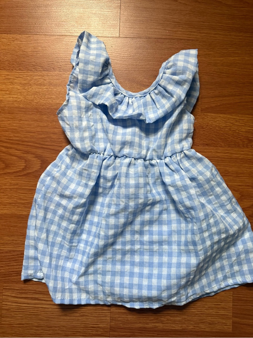 Blue and white checkered dress